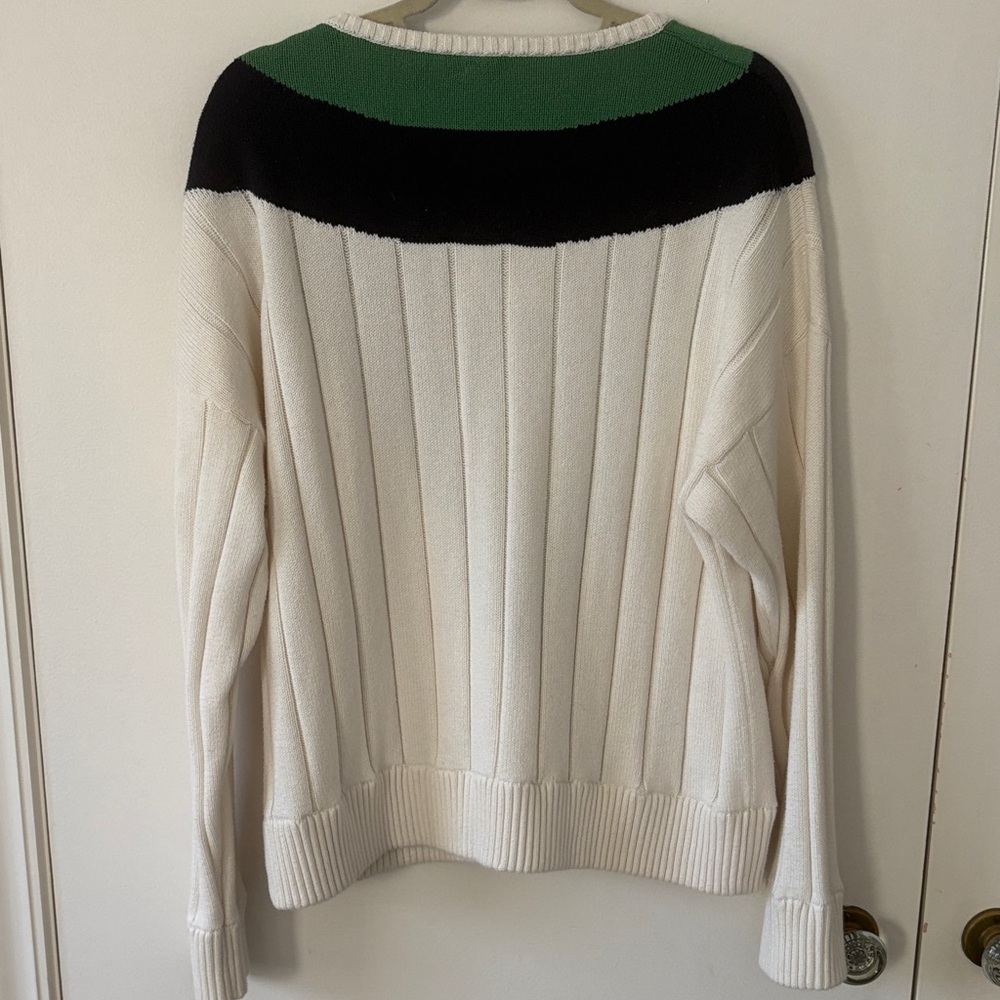 KULE V-Neck Sweater - Green, Black, and White - Picture 2 of 3